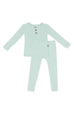 Kyte BABY Kids' Rib Henley Fitted Two-Piece Pajamas in Sage 