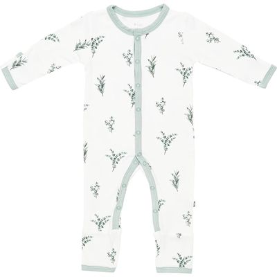 Kyte BABY Snap-Up Romper in White/Eucalyptus 