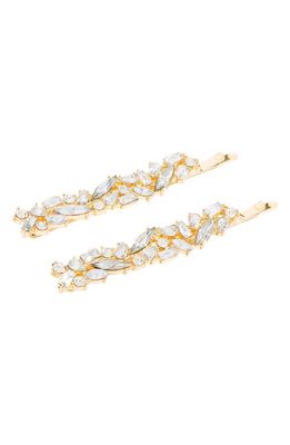 L. Erickson 2-Pack Alma Crystal Bobby Pins in Crystal/Gold