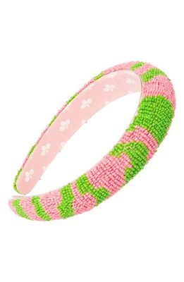 L. Erickson Adeline Beaded Headband in Green/Pink