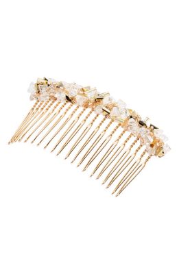 L. Erickson Alina Beaded Hair Comb in Gold/White