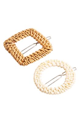 L. Erickson Assorted 2-Pack Tige Boule Hair Clips in Ivory/Tan