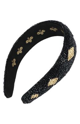 L. Erickson Blanca Beaded Headband in Black/Gold