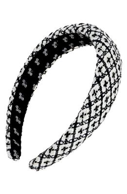 L. Erickson Claret Tweed Padded Headband in Black/White