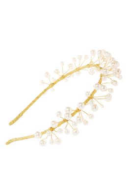 L. Erickson Imitation Pearl Vine Headband in Pearl/Gold
