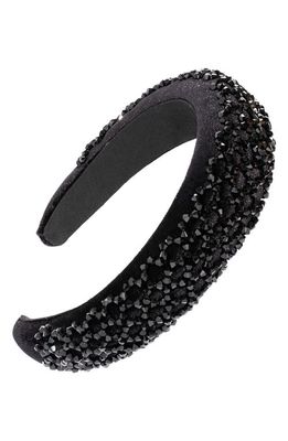 L. Erickson Madison Avenue Beaded Velvet Headband in Black Velvet