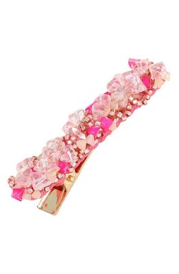 L. Erickson Mini Jana Crystal Pinch Clip in Fuchsia