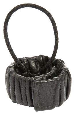 L. Erickson Snap Leather Ponytail Cuff in Black
