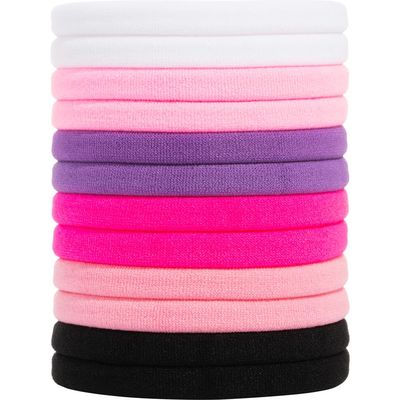 L. Erickson Yoga 12-Pack Ponytail Holders in Pink Multi