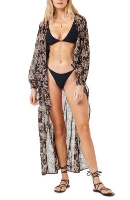 L Space Anna Floral Tie Front Maxi Cover-Up Dress in Mystic Magnolia
