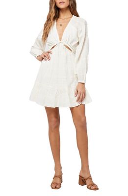 L Space Feelin' Fine Cutout Long Sleeve Cotton Babydoll Cover-Up Dress in Cream