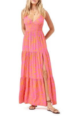 L Space Lilikoi Floral Smocked Waist Tiered Cover-Up Maxi Dress in Path To Paradise