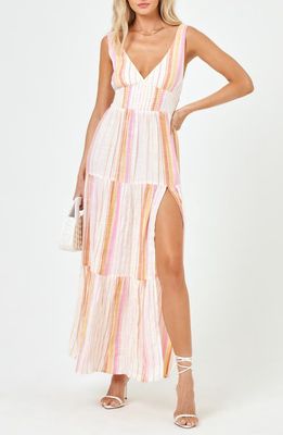 L Space Lilikoi Smocked Waist Cover-Up Dress in Vaca Stripe