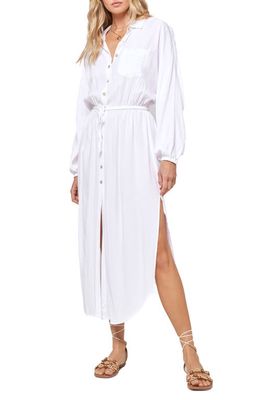 L Space Logan Long Sleeve Cover-Up Shirtdress in White