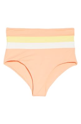 L Space Portia Reversible High Waist Stripe Bikini Bottoms in Crm/Led/Tgy