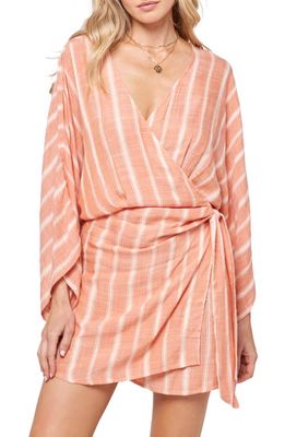 L Space Stripe Cover-Up Wrap Dress in Poolside Clay