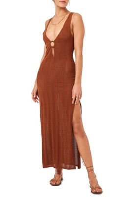 L Space Tricia Semisheer Cotton Blend Cover-Up Dress in Coffee