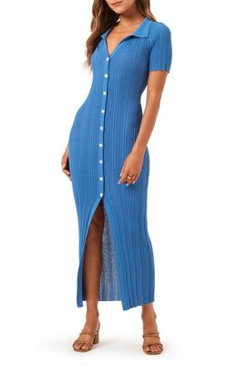 L Space Undertow Rib Button-Up Cover-Up Dress in Offshore