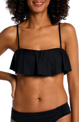 La Blanca Bandeau Ruffle Bikini Top in Black