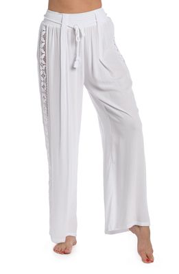 La Blanca Coastal Crochet Wide Leg Cover-Up Pants in White