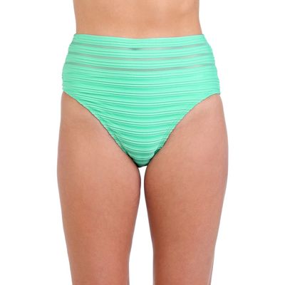 La Blanca Fluid Lines High Waist Bikini Bottoms in Seafoam 