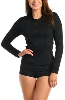La Blanca Island Goddess Half-Zip Rashguard in Black