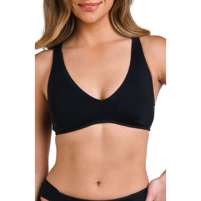 La Blanca Island Goddess V-Neck Bikini Top in Black 