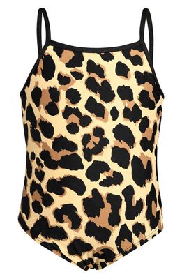 La Blanca Kids' Running Wild Leopard Print One-Piece Swimsuit in Tan
