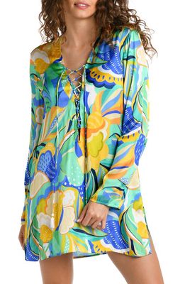 La Blanca Lace-Up Cover-Up Tunic in Multi