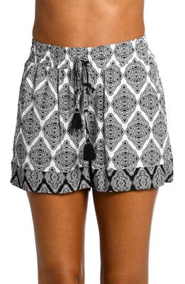 La Blanca Oasis Beach Cover-Up Shorts in Black/White