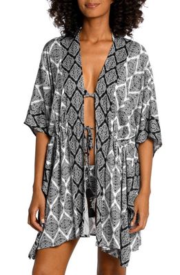 La Blanca Oasis Front Tie Cover-Up in Black/White