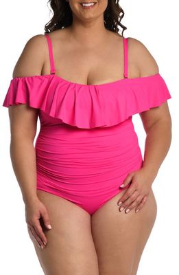 La Blanca Off the Shoulder One-Piece Swimsuit in Pop Pink