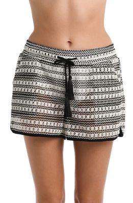 La Blanca On Shore Beach Cover-Up Crochet Shorts in Black And White