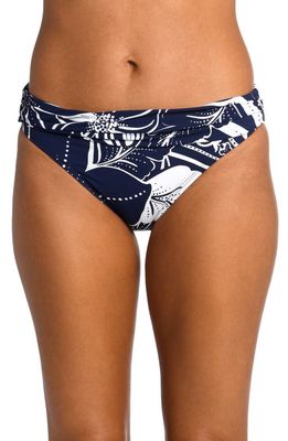 La Blanca Playa Shirred Bikini Bottoms in Indigo