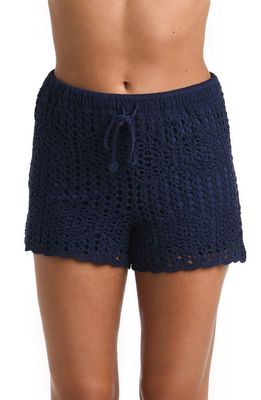 La Blanca Waverly Cotton Cover-Up Shorts in Indigo
