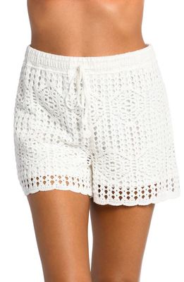 La Blanca Waverly Cotton Cover-Up Shorts in Ivory