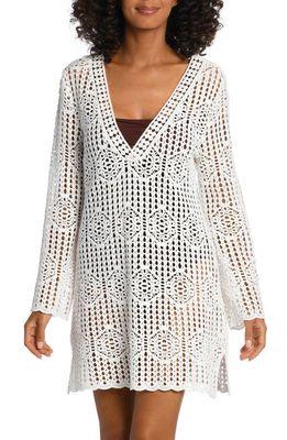 La Blanca Waverly Long Sleeve Cotton Cover-Up Dress in Ivory