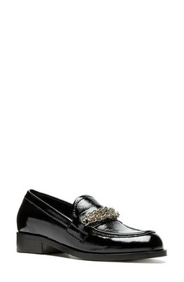 La Canadienne Dalilah Chain Loafer in Black Crinkle Patent
