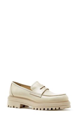 La Canadienne Reese Platform Penny Loafer in White Leather