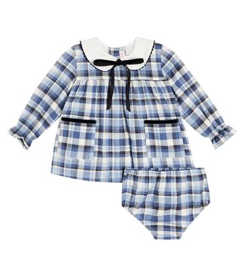 La Coqueta Baby Scarlet checked cotton dress and bloomers set