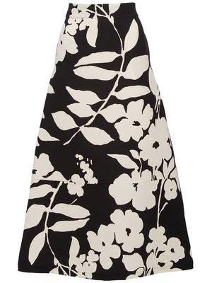 La DoubleJ A-Long floral-print midi skirt - Black