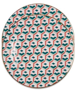 La DoubleJ abstract-print dessert plate set of two - Green