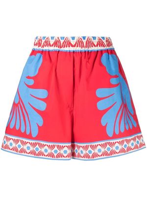 La DoubleJ abstract print high-waisted shorts - Red