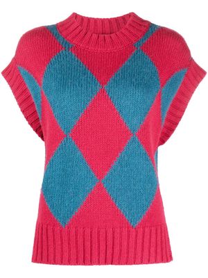 La DoubleJ argyle intarsia-knit vest - Red