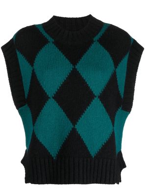 La DoubleJ argyle knitted vest - Black