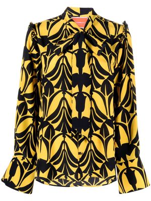 La DoubleJ Ascot floral-pattern silk shirt - Yellow