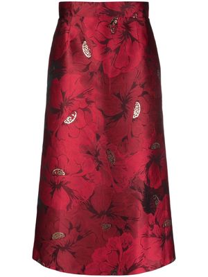 La DoubleJ Badia brocade high-waisted skirt - Red
