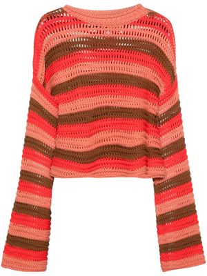 La DoubleJ bell-sleeve striped jumper - Red