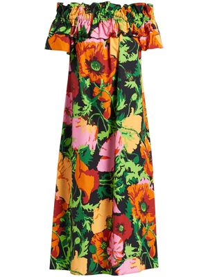 La DoubleJ Breakfast floral-print cotton dress - Orange