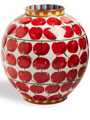 La DoubleJ Bubble Cherries Avorio-print vase - Red